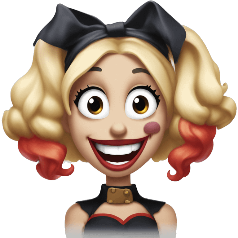 Laughing Harley Quinn in Uncle Scrooge style, mysterious eyes, intricate lips, masterpiece pose emoji