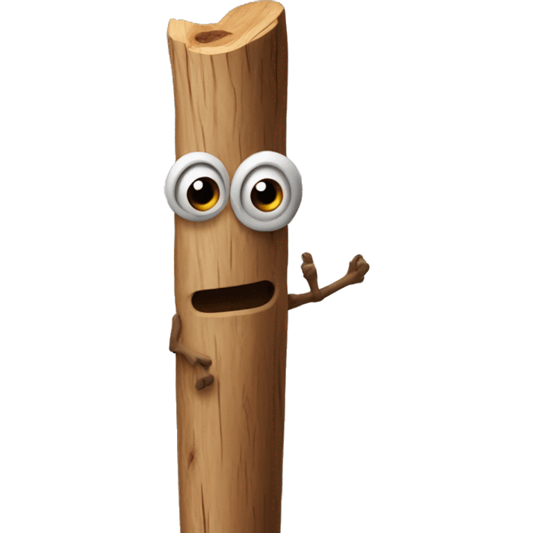 Stick of wood with eyes and arms emoji