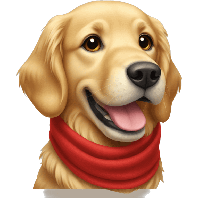 Golden retriever wearing a red scarf emoji