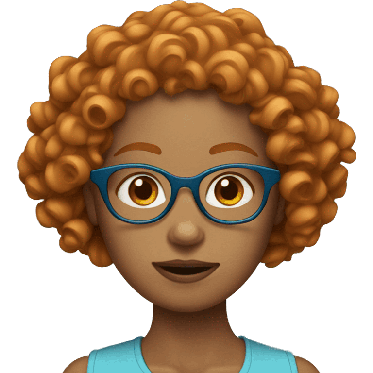 Ginger woman curly hair blue eyes glasses emoji