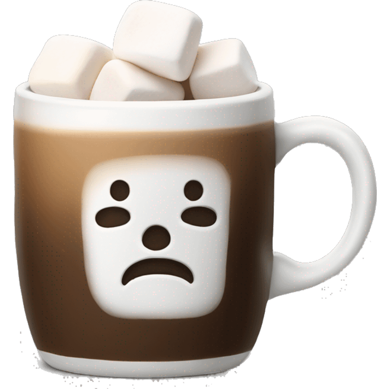 A mug of coffe with marshmallow  emoji