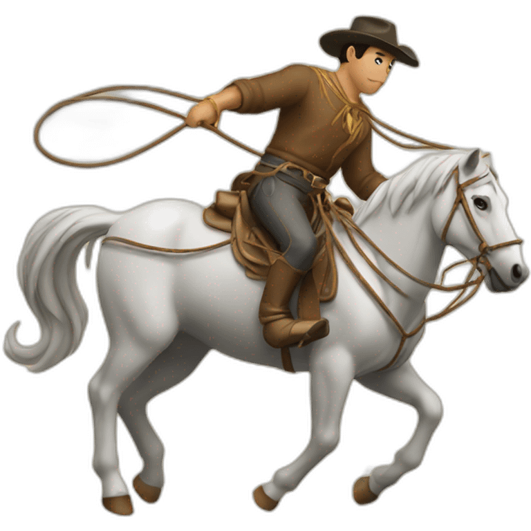 man with lasso pulling a horse emoji