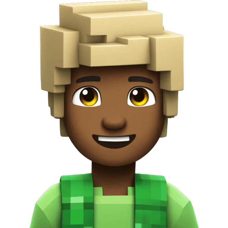 minecraft boy in green clothes, he is happy emoji