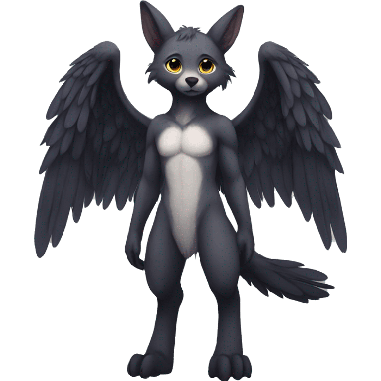 Anthro shy cute winged animal hybrid full body emoji