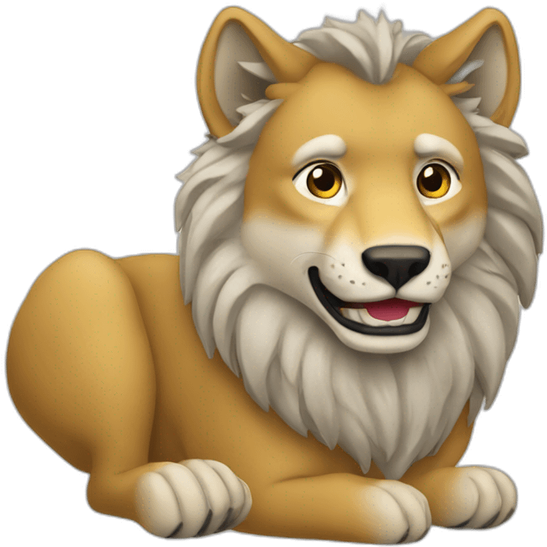 Loup sur un lion emoji