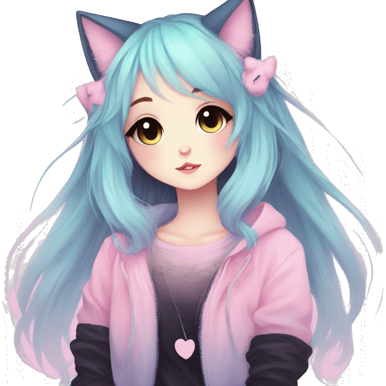 Gorgeous Cute Edgy Kawaii Pastel Gradient Beautiful Anime Emo CatLady emoji