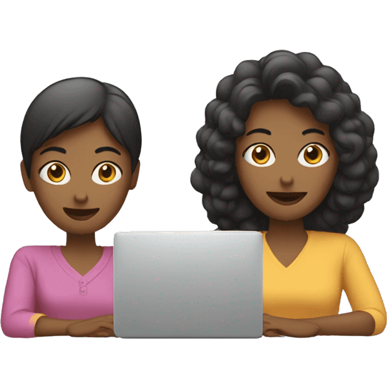 two women sitting at a computer emoji