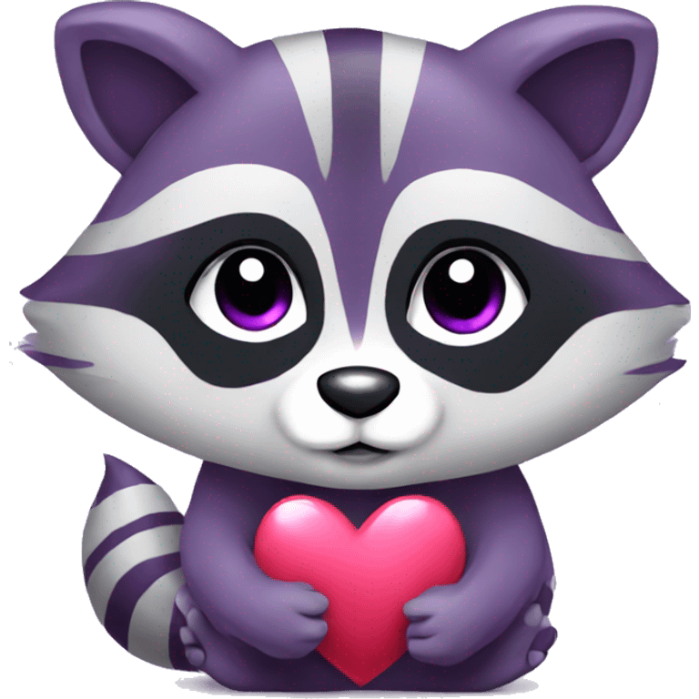 Cute purple raccoon with a heart emoji