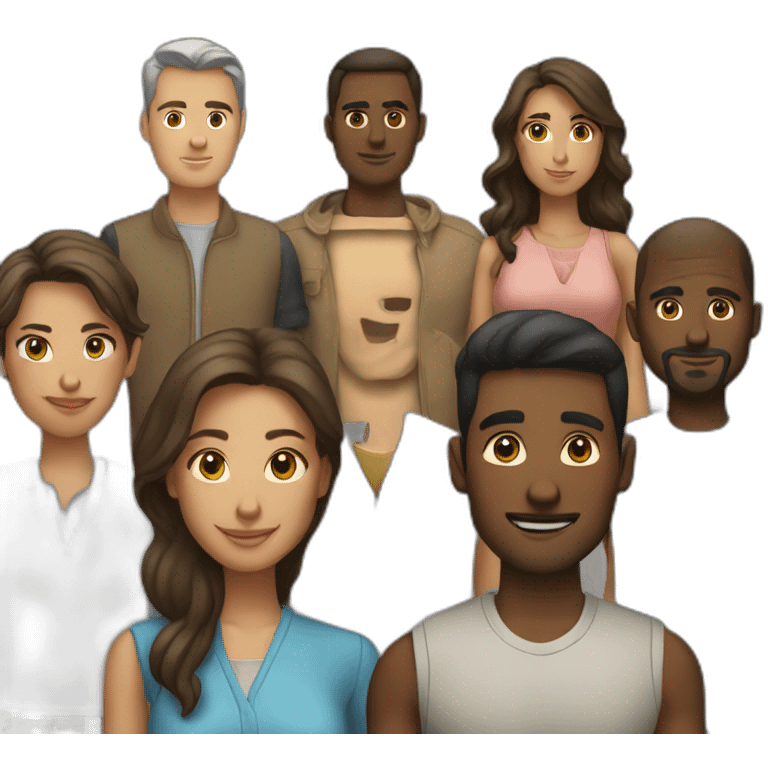 multiple men and women standing side by side emoji