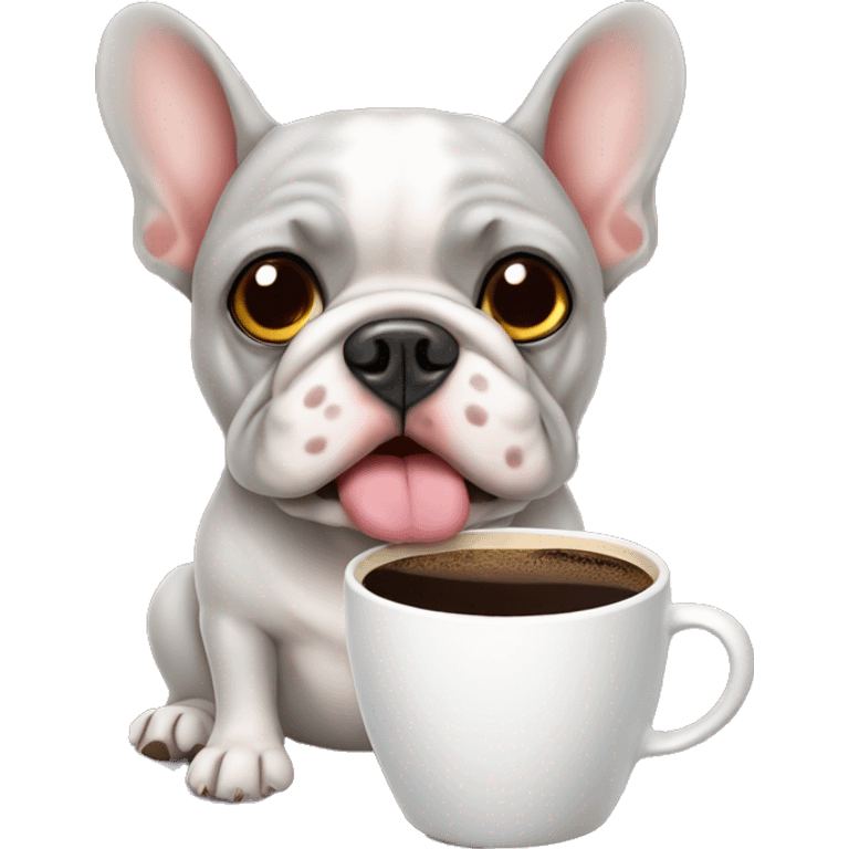 french buldog with coffe emoji