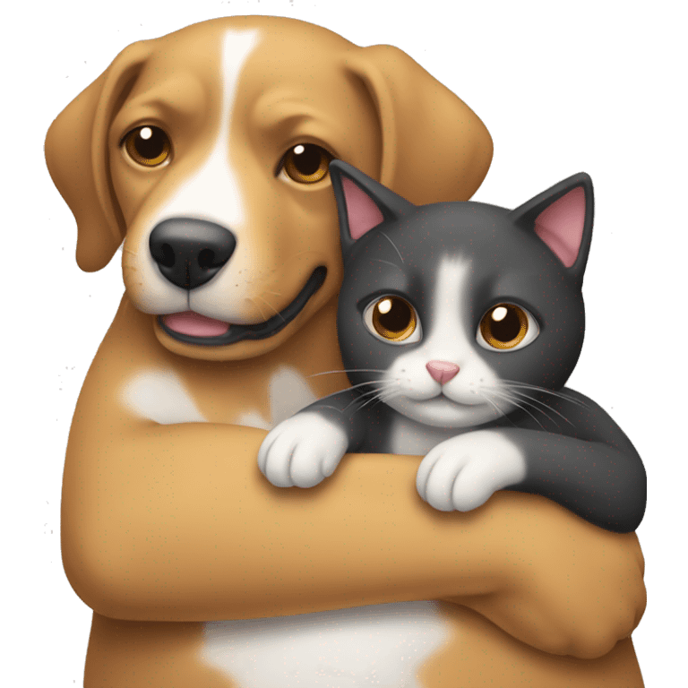 Cat hugging dog emoji