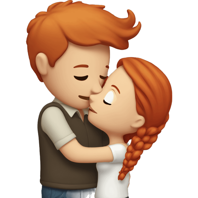 man kissing woman with red hair emoji