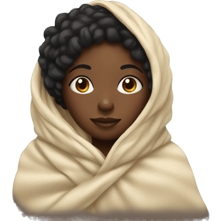 Black girl with a blanket  emoji