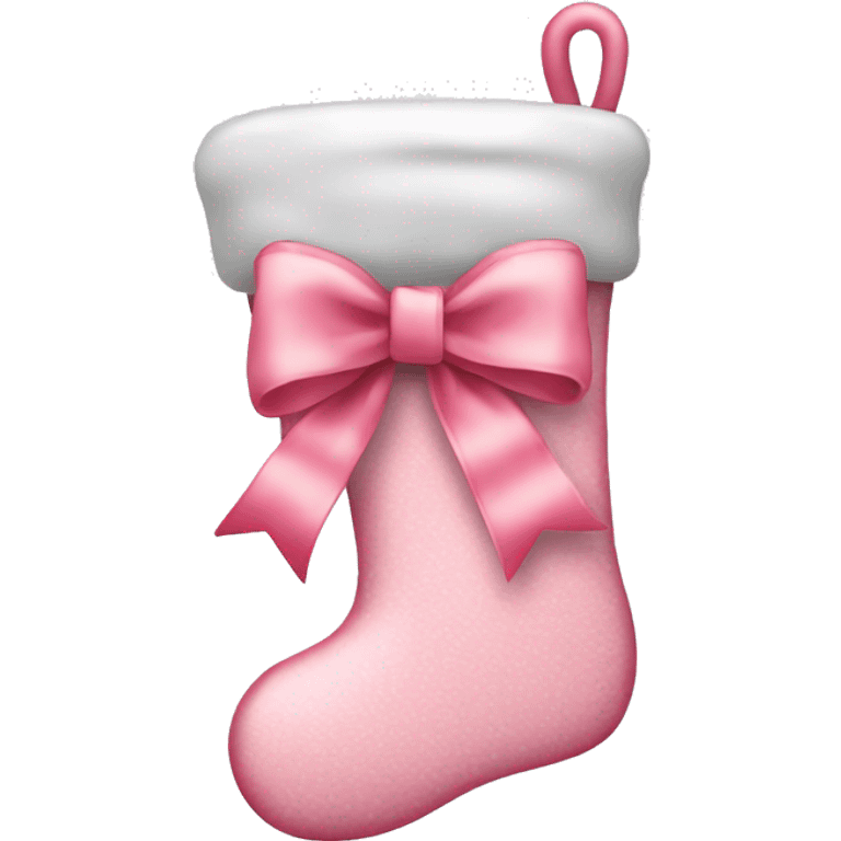 light pink Christmas stocking with a bow emoji