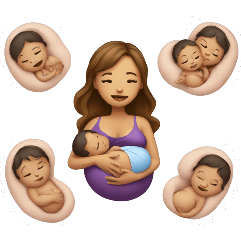 A pregnant woman with twins inside her womb and holding a toddler  emoji