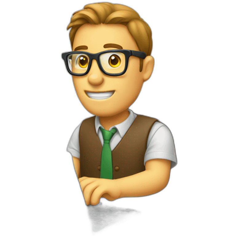 geek man typing in a computer emoji