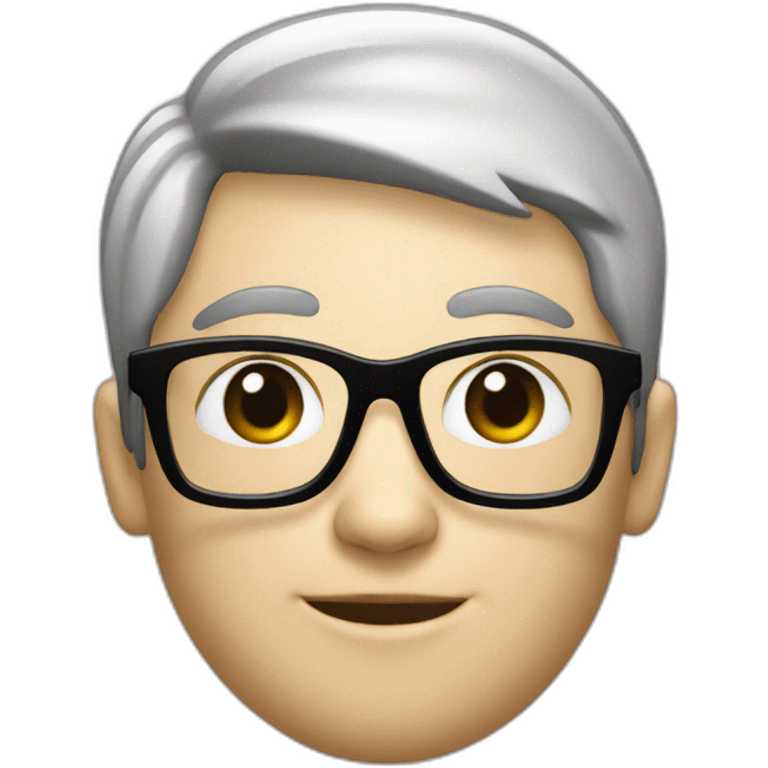 tech person, white skin, black hear, glasses,  emoji