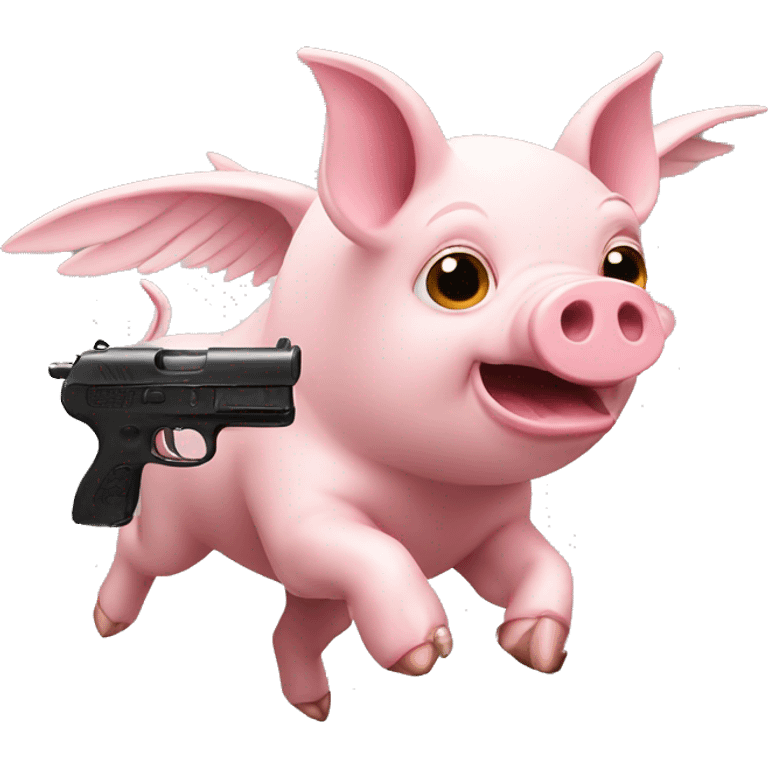 Flying pig  with gun  emoji