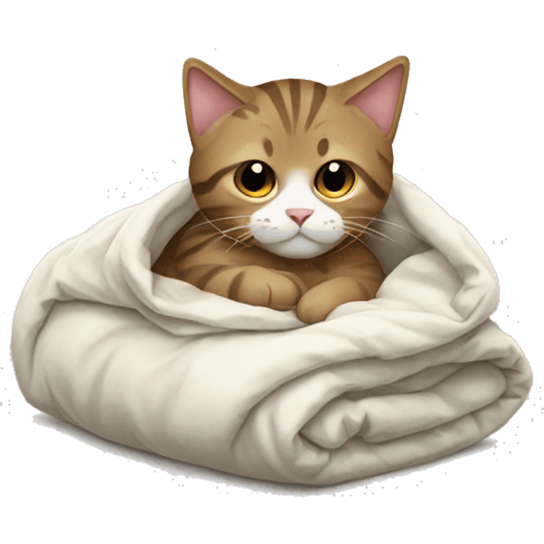 A cat wrapped in a duvet emoji