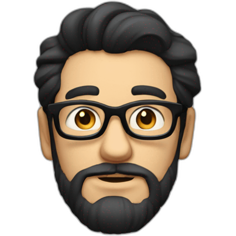 Bearded gaston Algaze with wayfarer glasses and black hair emoji