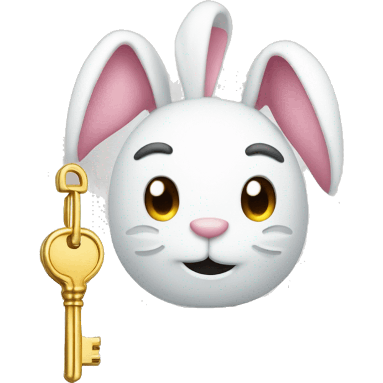 smiling face with bunny ears holding a key emoji