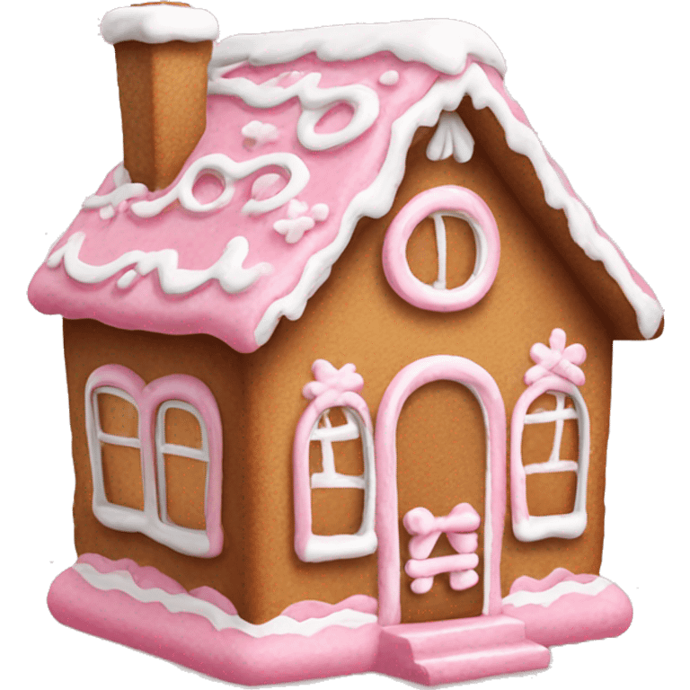 Small cute Pink gingerbread house with white detail emoji