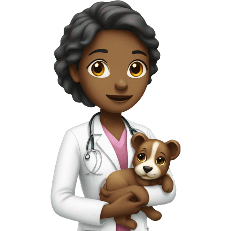 girl doctor holding an animal emoji