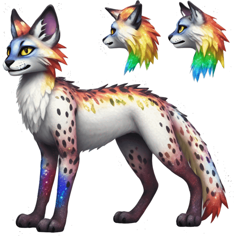 Epic Edgy Colorful Sparkly Sergal-Serval-Vernid full body emoji