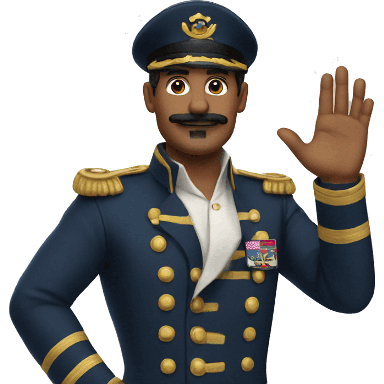 man with a short moustache raising his hand and hes a captain  emoji