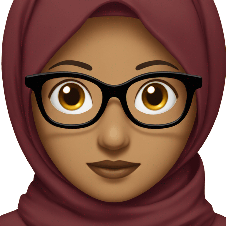 Hijabic girl with a burgundy coat and black glases emoji