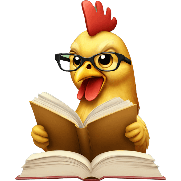 a chicken reading a book emoji