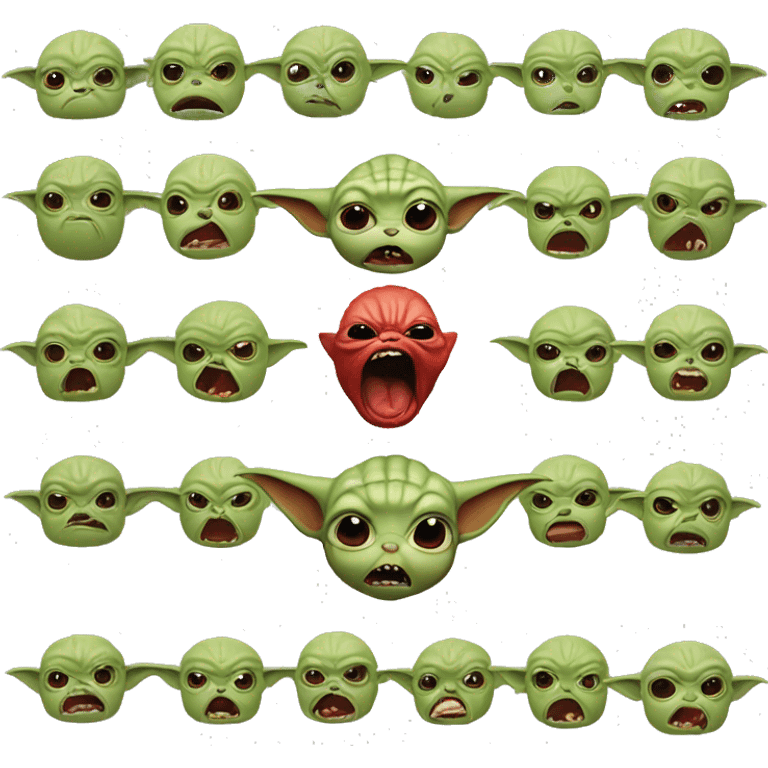 Baby Yoda screams in terrible anger. His whole face is red with rage. emoji