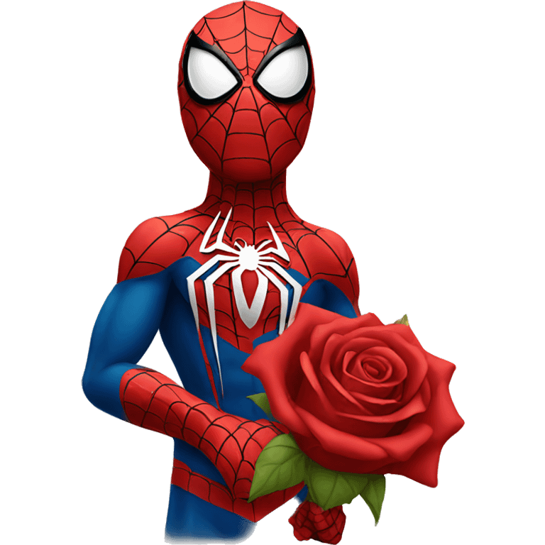 Spiderman holding a rose emoji