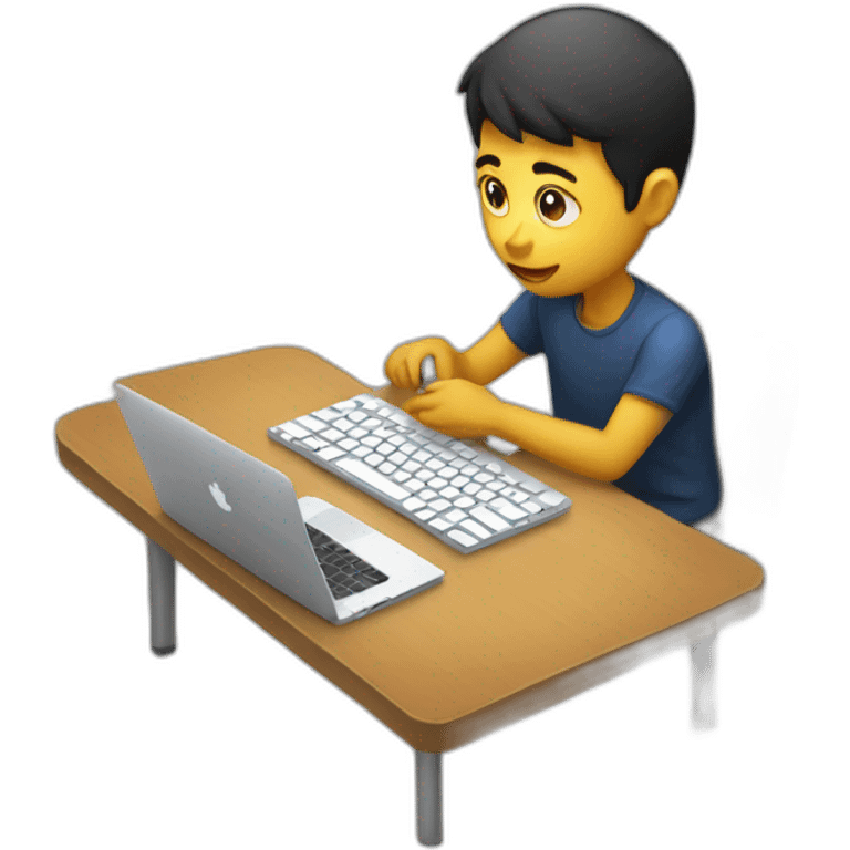 Student playing game on macbook and gamepad emoji