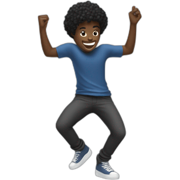 Black boy dancing with iPhone charger emoji