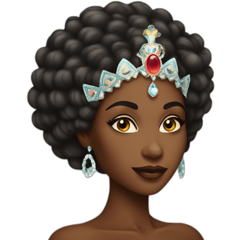 Black woman with dark brown eyes Queen of rio carnival emoji