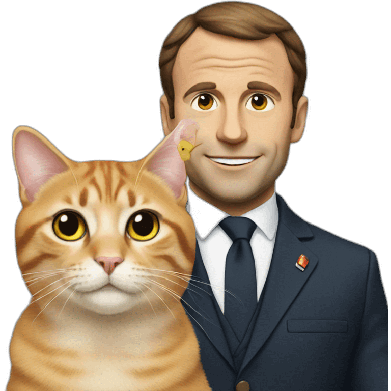 macron with cat emoji