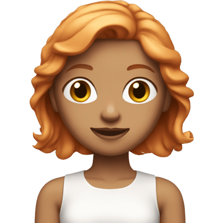 Very pretty ginger girl with straight hair a pink crop top and a white skirt emoji