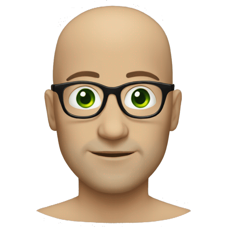 Green eyes Greek bald guy with black glasses  emoji