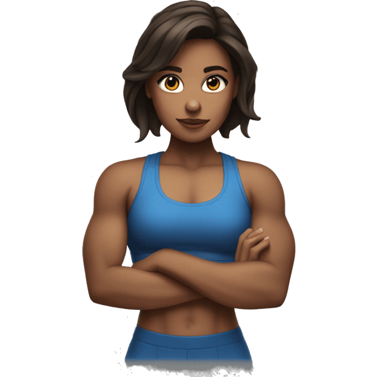 Brunette gym girl with biceps emoji