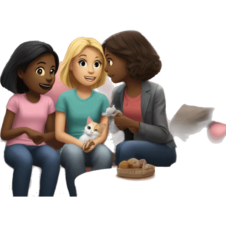 Two girls and a cat watching a movie in a house overlooking the Eiffel Tower emoji