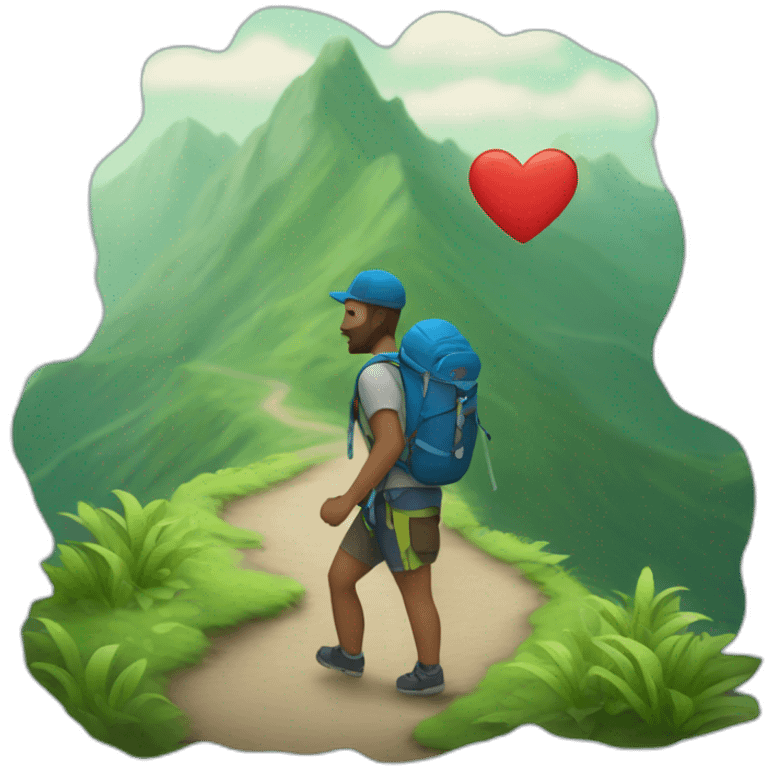 Heart-man hiking emoji