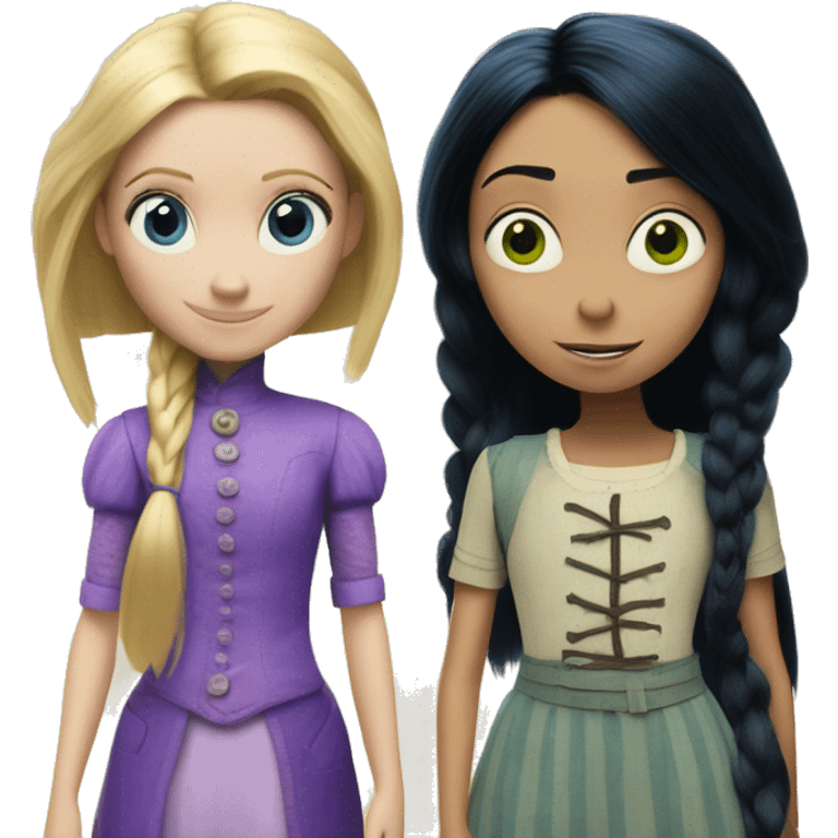 Coraline jones next to Rapunzel emoji