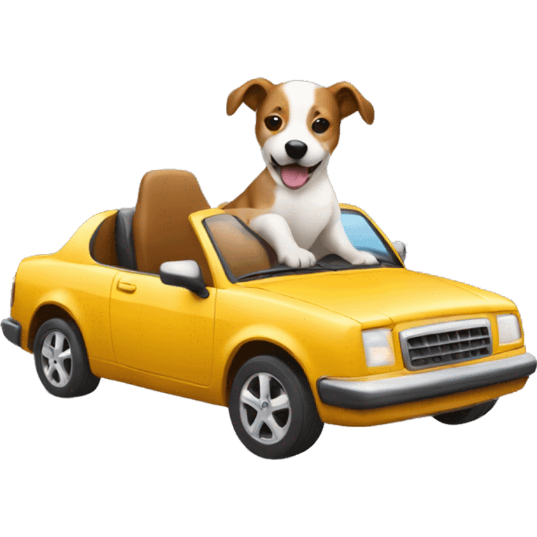 Dog riding a car emoji