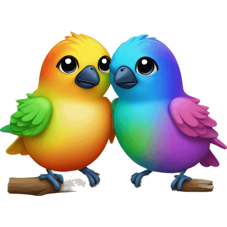 Pair of rainbow baby birds emoji