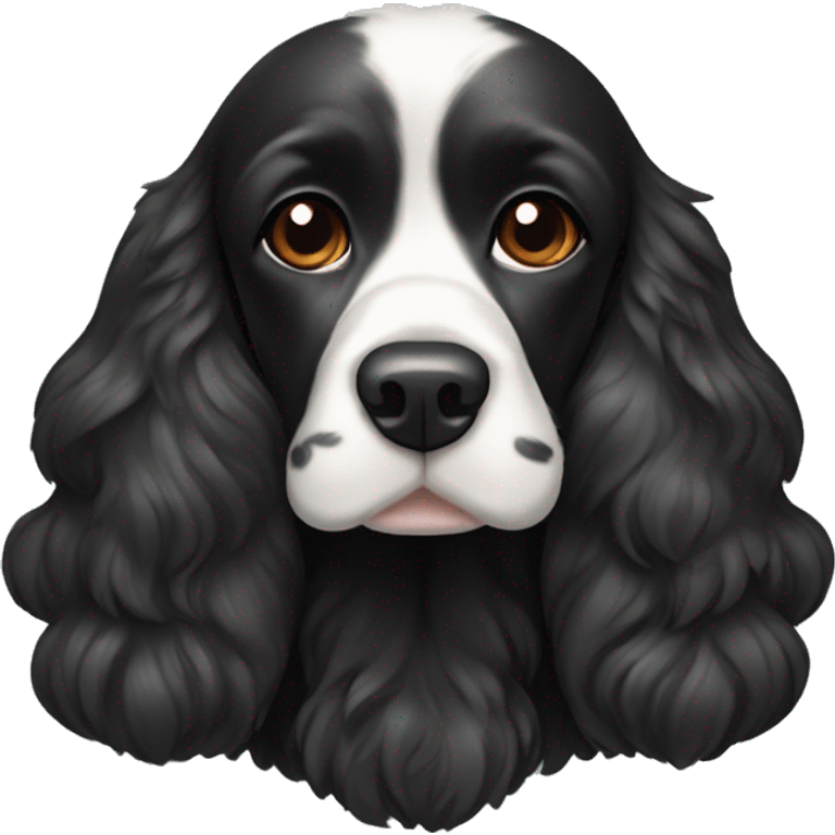 Black Cocker spaniel with a white chin emoji