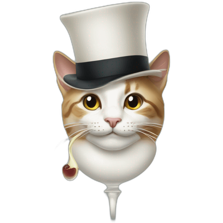 Cat in a tophat drinking milk from a wine glass emoji