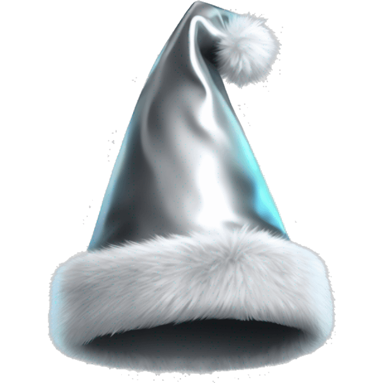 Isolated realistic silver holographic metallic Santa hat with fur. emoji