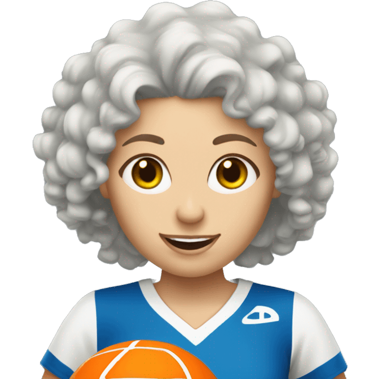 White woman curly hairyplaying pickleball emoji