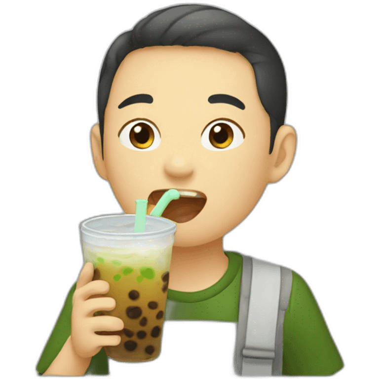 asian boy drinking boba emoji